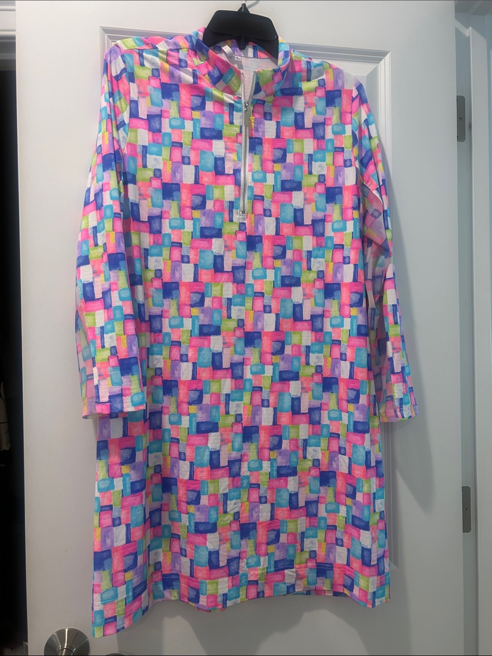 Kids Multicolor Geometric Zip-Front Pajama Top